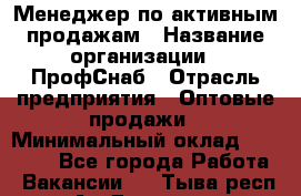 Менеджер по активным продажам › Название организации ­ ПрофСнаб › Отрасль предприятия ­ Оптовые продажи › Минимальный оклад ­ 30 000 - Все города Работа » Вакансии   . Тыва респ.,Ак-Довурак г.